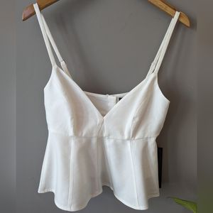 NWT White BCBG Strappy Peplum Crop Top Sz S